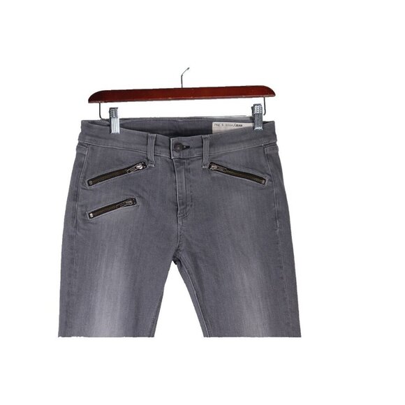 Rag & Bone Women's 28 Buxton Gray Low Rise Multi Zipper Moto Biker Skinny Jeans - Picture 4 of 9